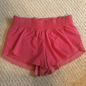 Lululemon pink flowy running shorts